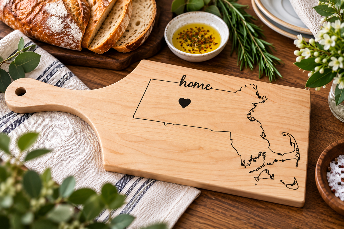 Massachusetts Home Engraved Hard Maple Serving & Cutting Board