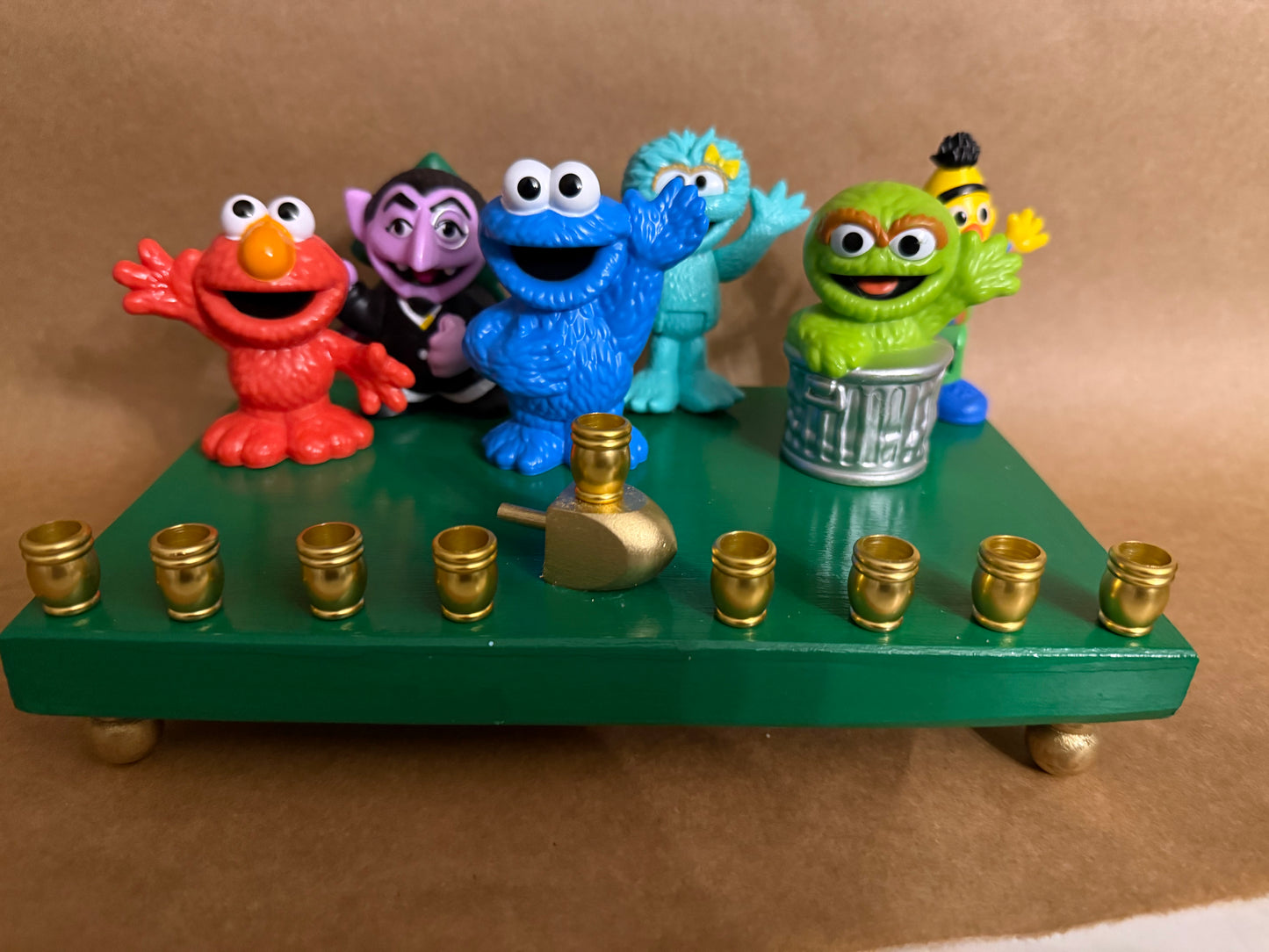 Sesame Street Menorah Hanukkah Judaica Jewish Children's Television Gift Elmo Abby Cadabby Oscar the Grouch Big Bird Snuffy Ernie Bert Count
