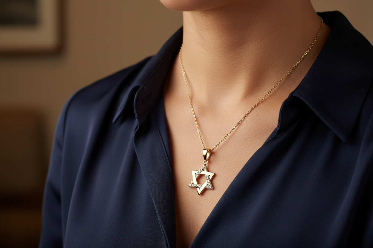 Sterling Silver Interwoven Jewish Star Magen David necklace