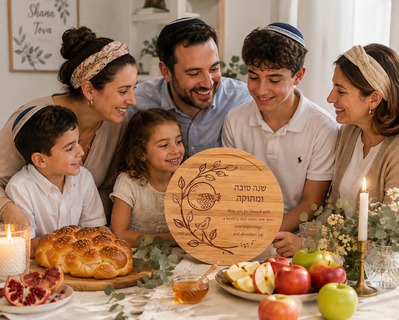 Shana Tova Rosh Hashanah Challah & Honey Board