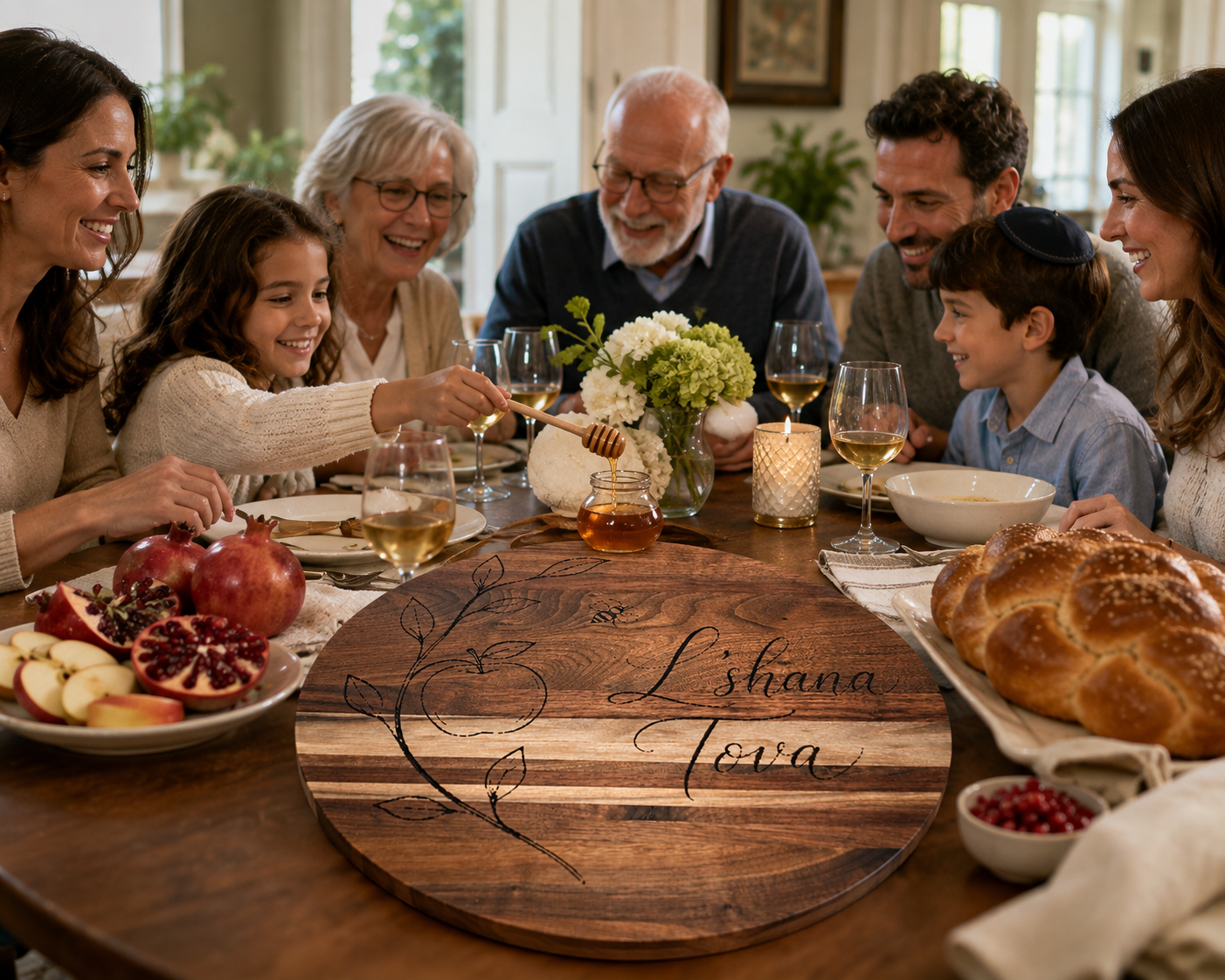 L’Shana Tova Oak Apple & Honey Board Set