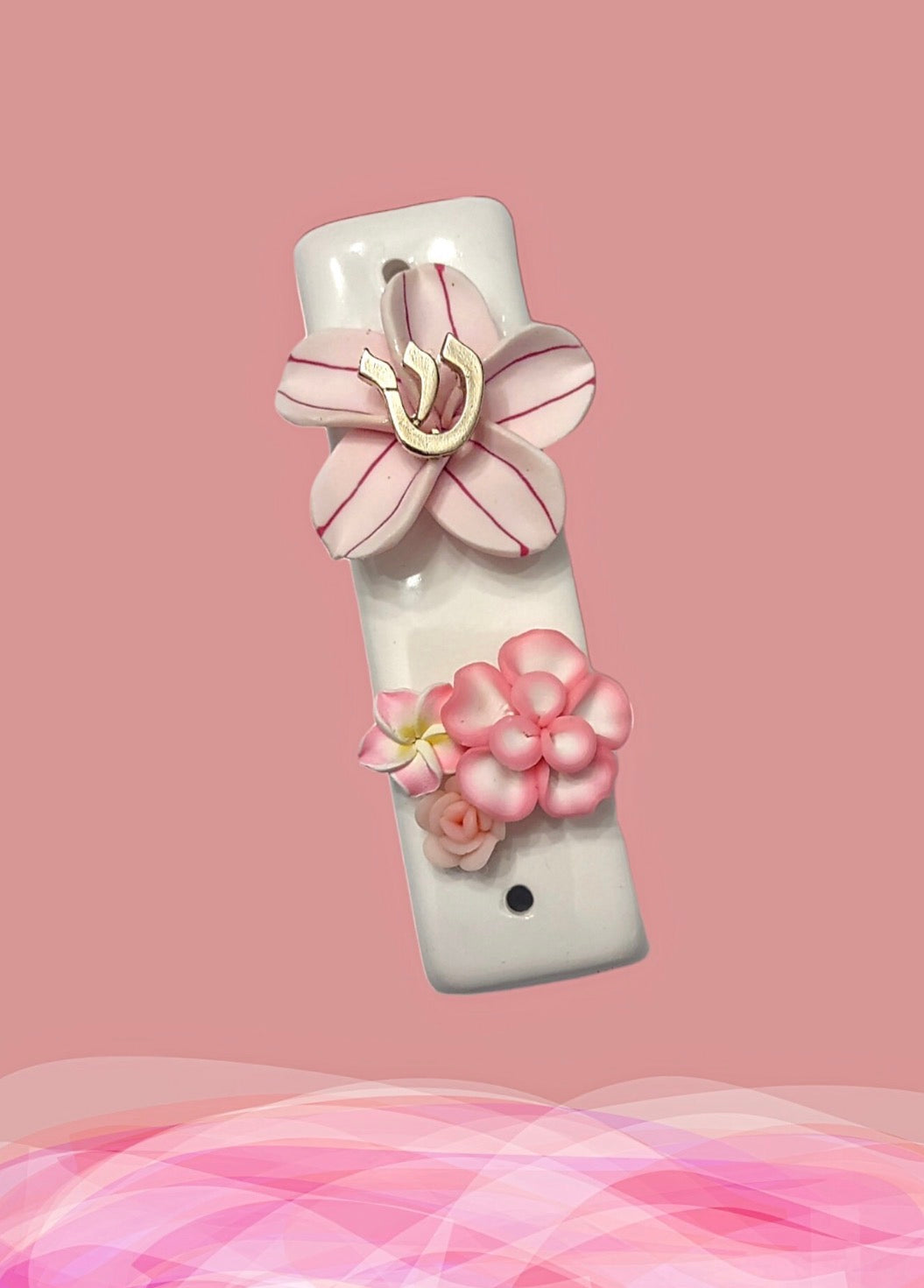 Ceramic Tropical Flower Mezuzah Case