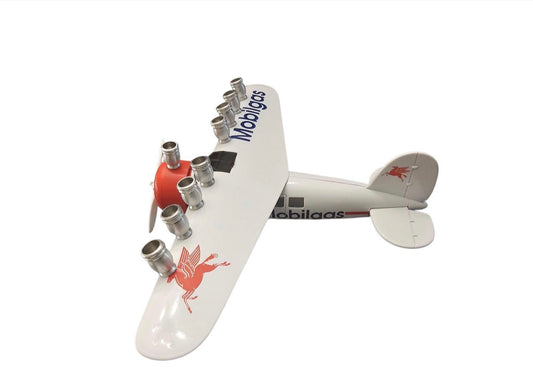 Vintage Airplane Menorah, Repurposed Metal Bank, Hanukkah Gift