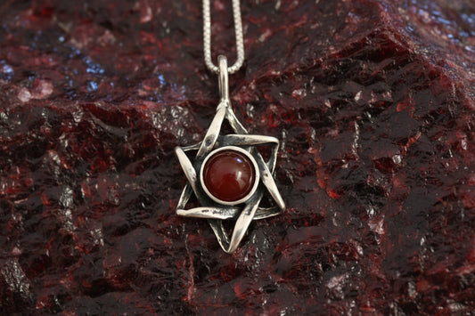 Sterling Silver Jewish Star of David Pendant Necklace with choice of gemstone
