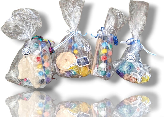 Hanukkah Dreidel Gift Bag – Sensory Squishy Dreidel, Wooden & Plastic Dreidels + Stickers | Chanukah Kids Gift