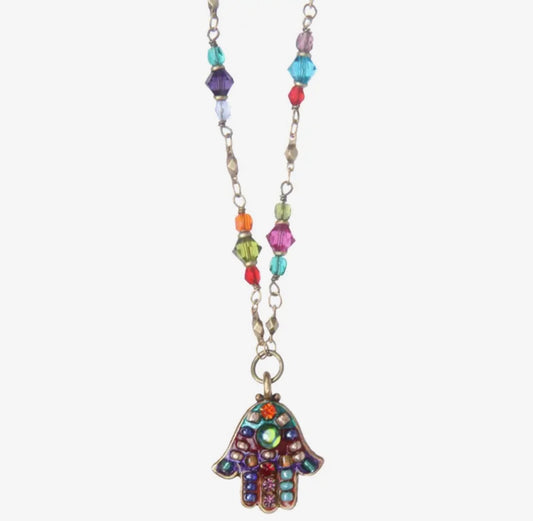 Multicolor Bright Hamsa Necklace
