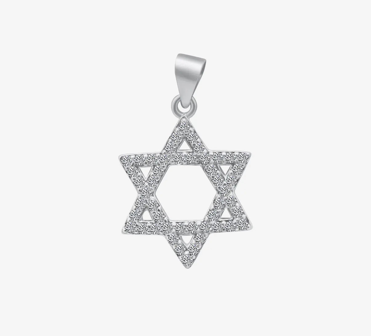 Sterling Silver Sparkly Jewish Star Magen David necklace