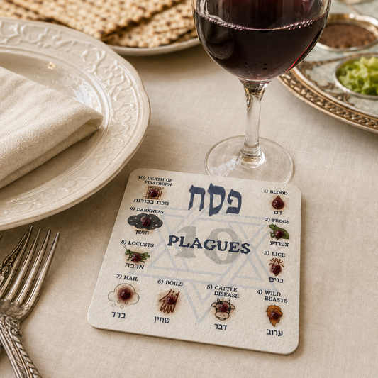 Ten Plagues Seder Wine-Drop Coasters – Set of 12