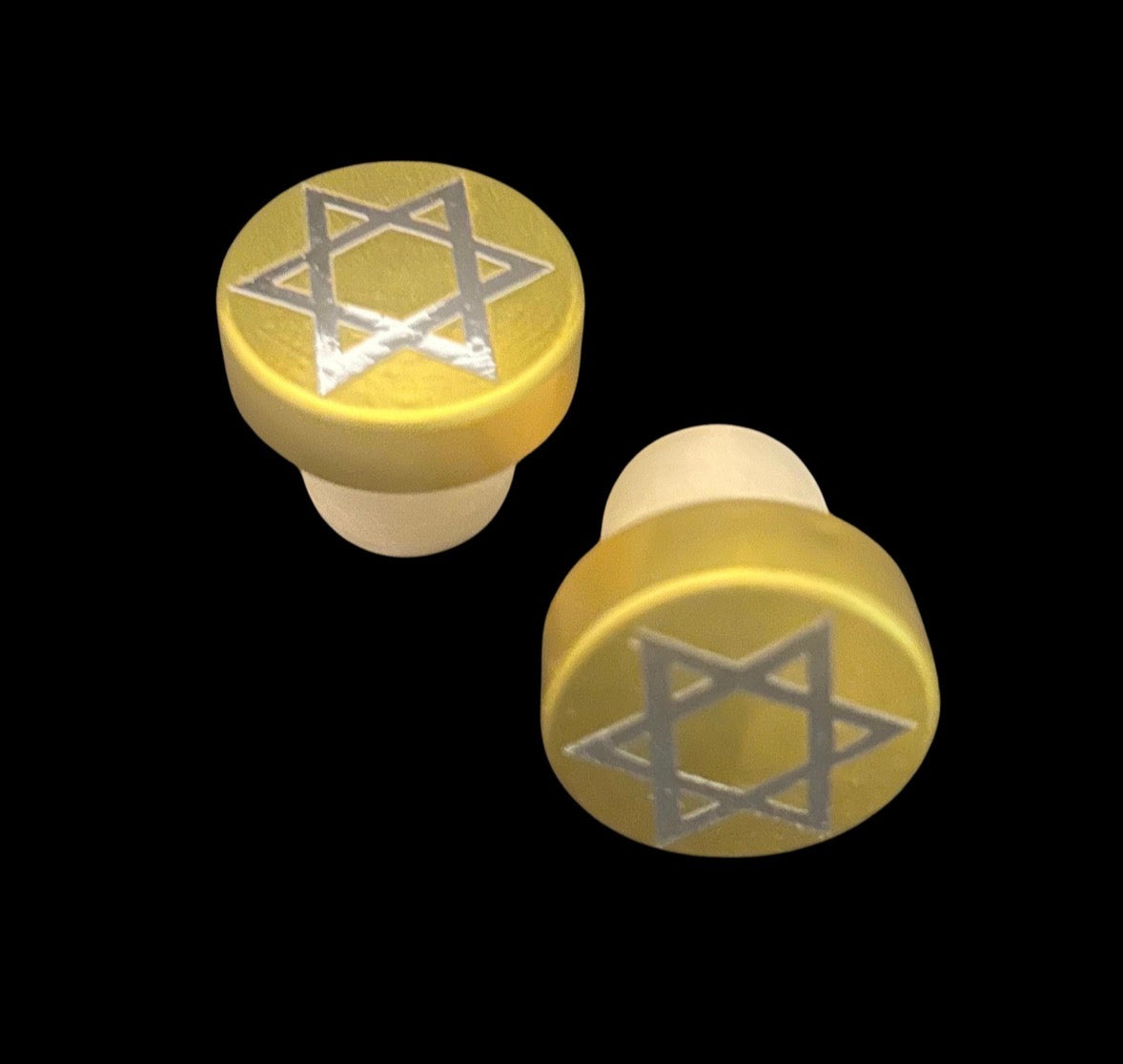 Jewish Star Metallic Wine Stopper- Hanukkah wooden wine cork