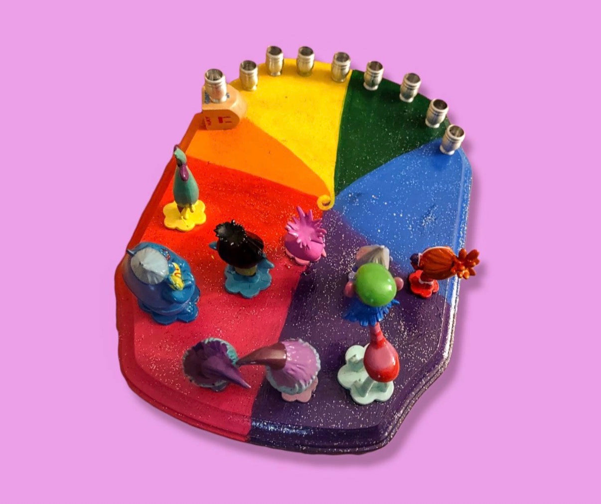 Trolls World Tour Collector Menorah Judaica Hanukkiah Repurposed Poppy tiny Diamond