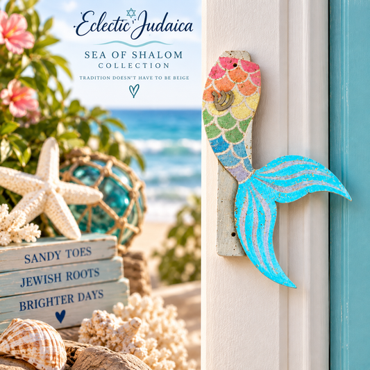 Mermaid Tails Mezuzah Case| Colorful Wooden Mermaid Mezuzah Case
