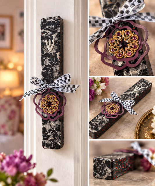 Vintage Jewel Mixed Media Mezuzah Case