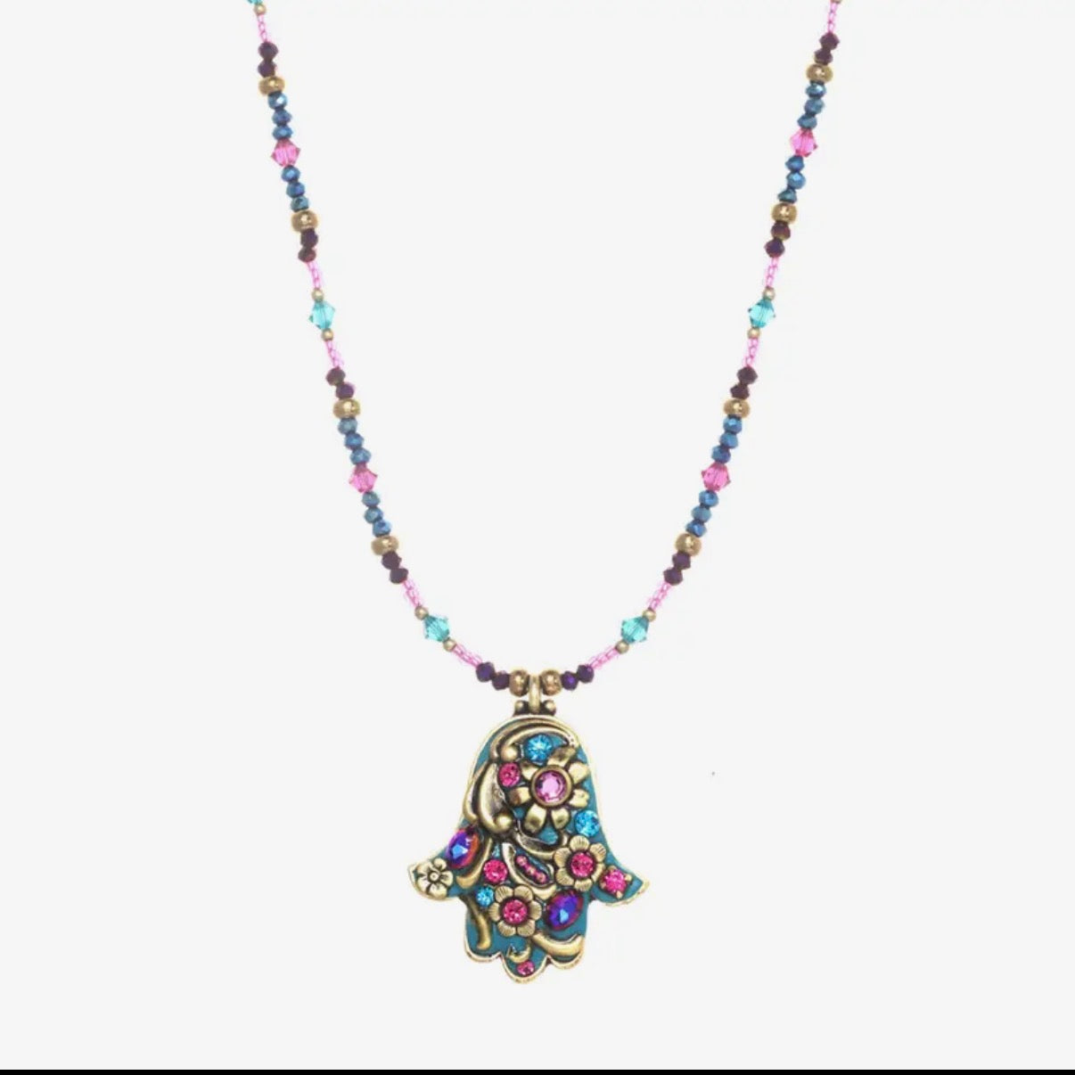 Teal Hamsa Necklace
