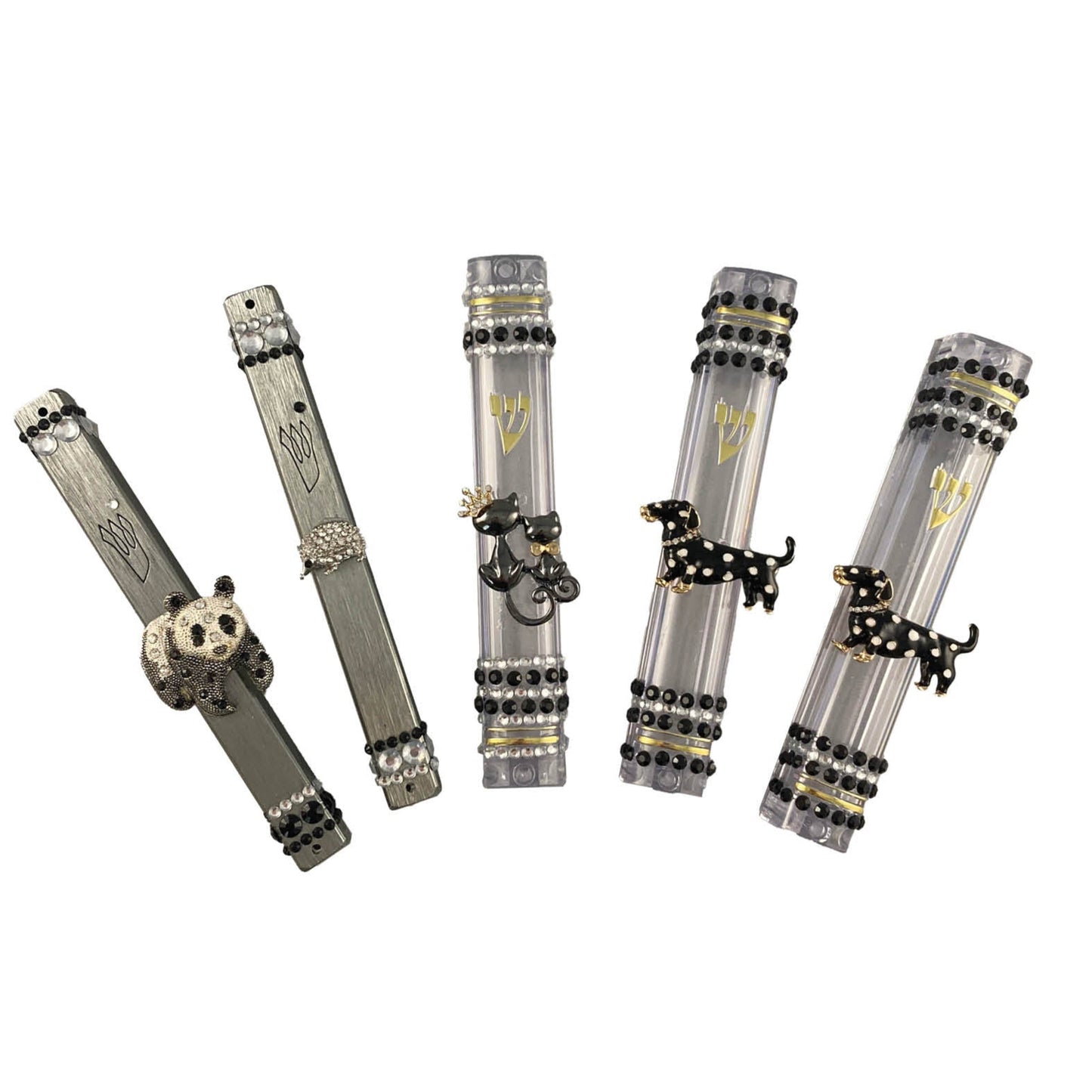 Bling Black and White Mezuzah Cases