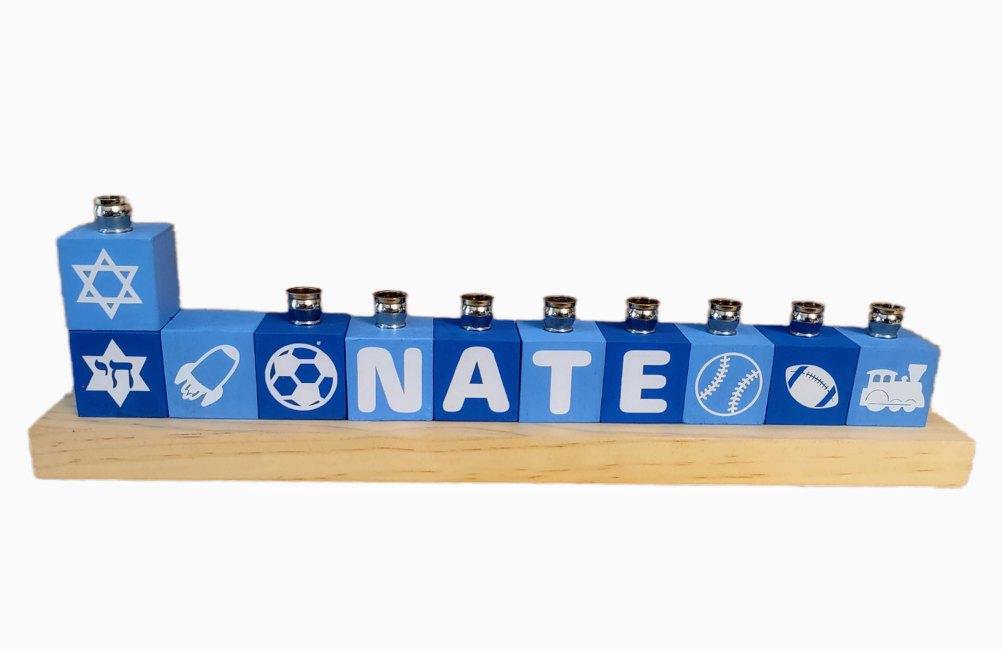 Personalized Name Blocks Menorah- Modern Design