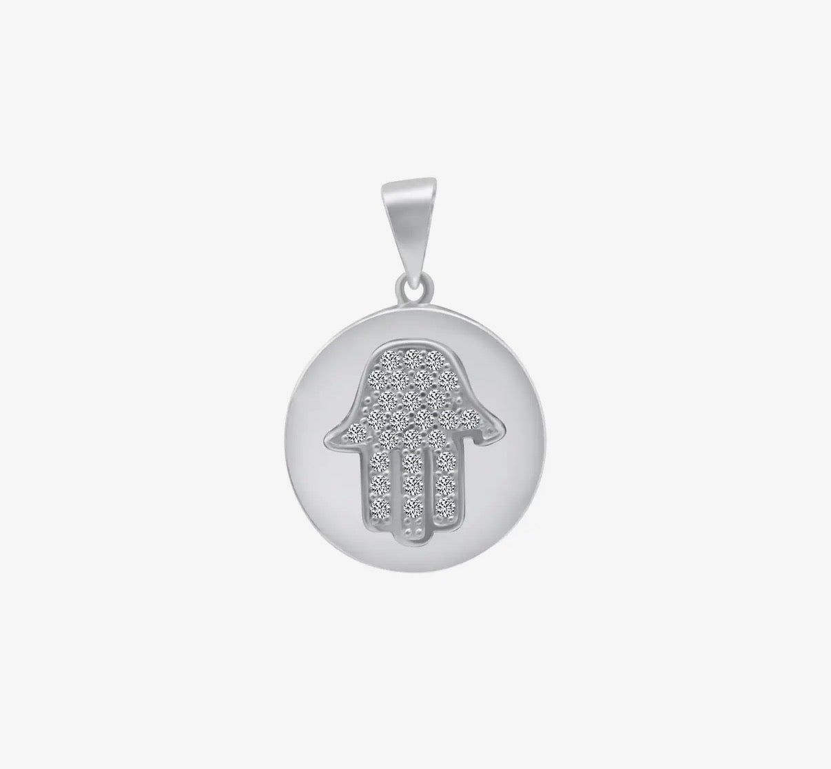 Sterling Silver Circle Hamsa pendant necklace