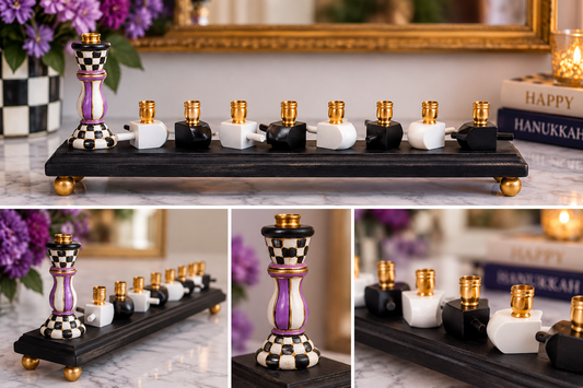 Tzipporah — Hand-Painted Dreidel Menorah