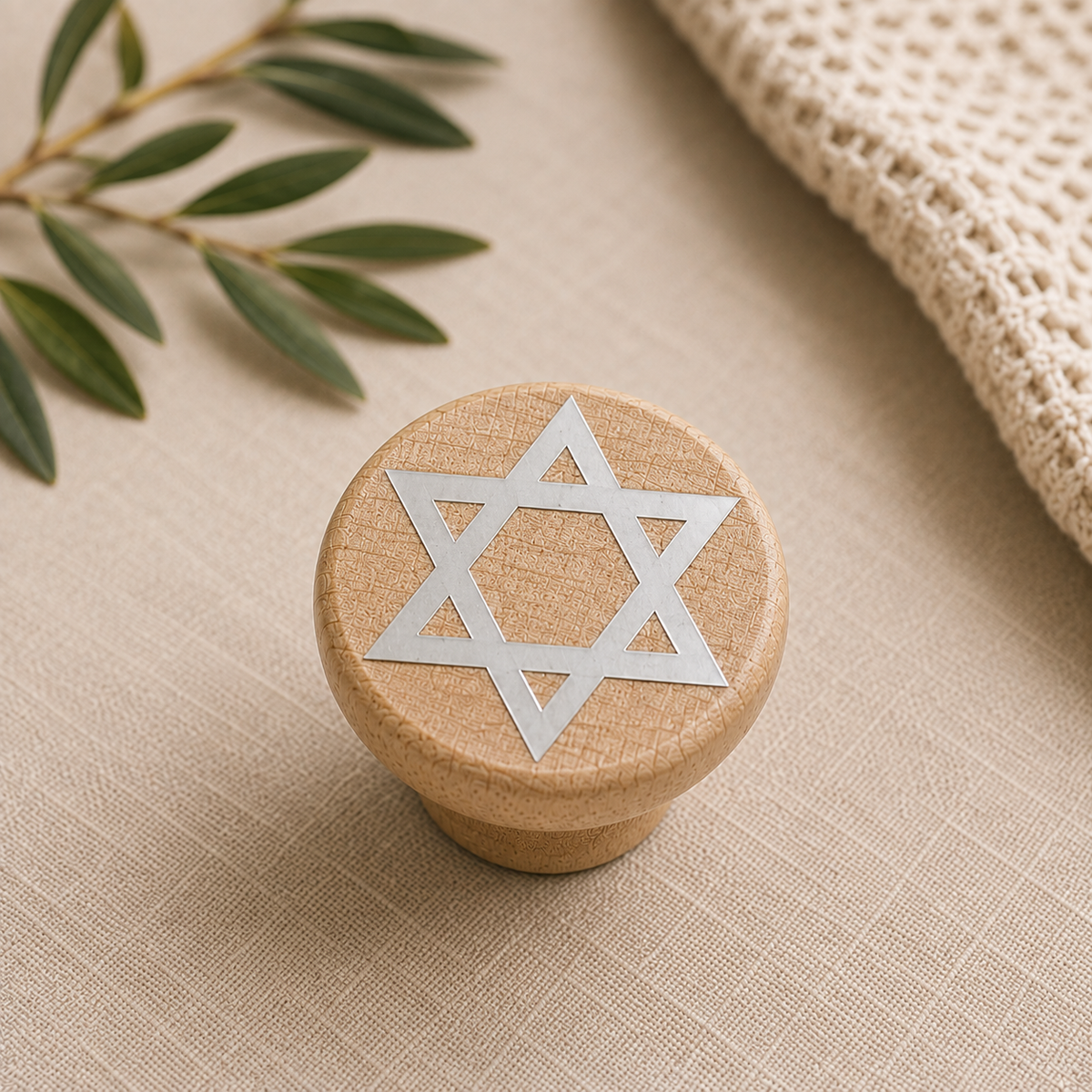 Natural Wood Jewish Wine Bottle Stopper