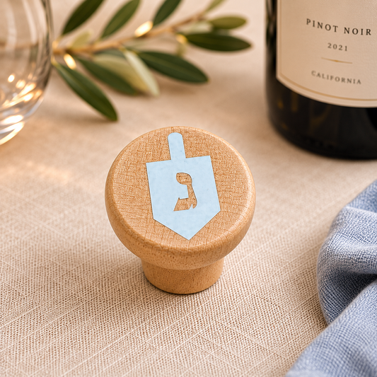 Natural Wood Jewish Wine Bottle Stopper