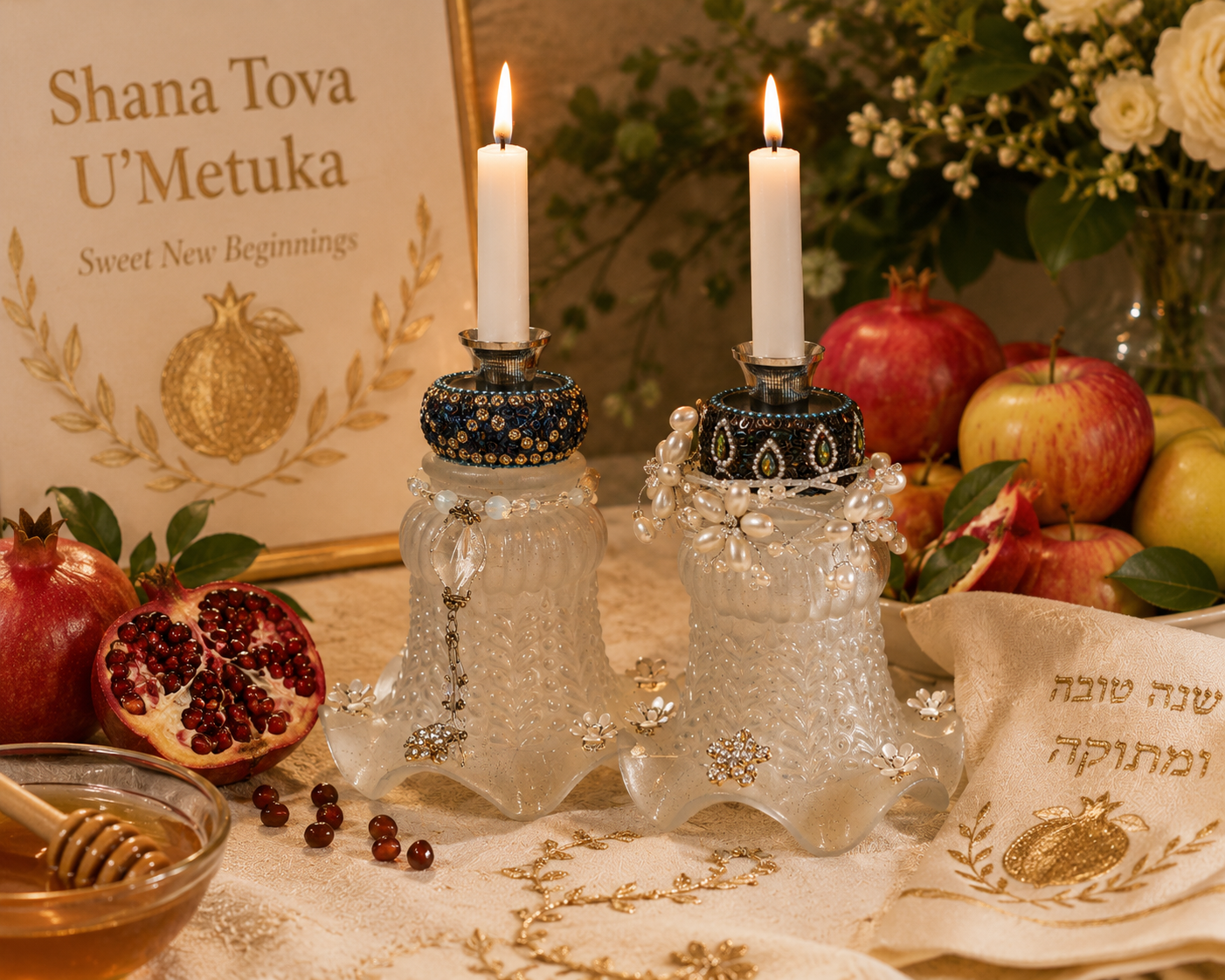 One-of-a-Kind Vintage Glass Shabbat Candlesticks | Upcycled Heirloom Judaica