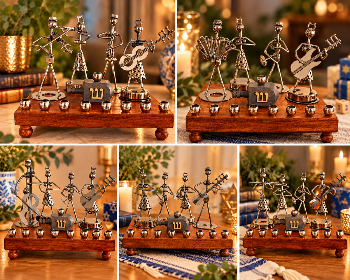 Hanukkah Quartet Menorah | One-of-a-Kind Iron Art Menorah