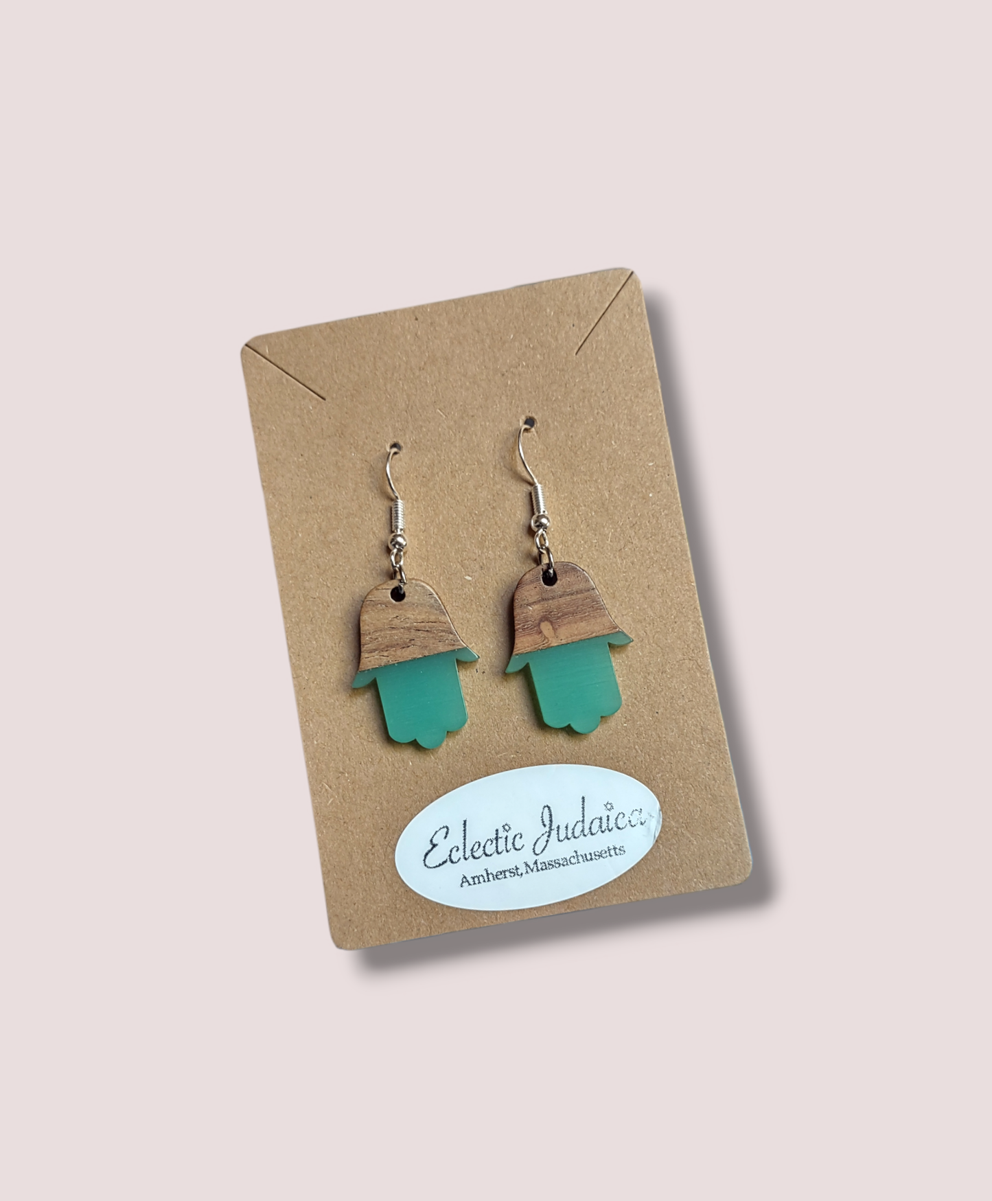 Wood/ Resin Hamsa Earrings