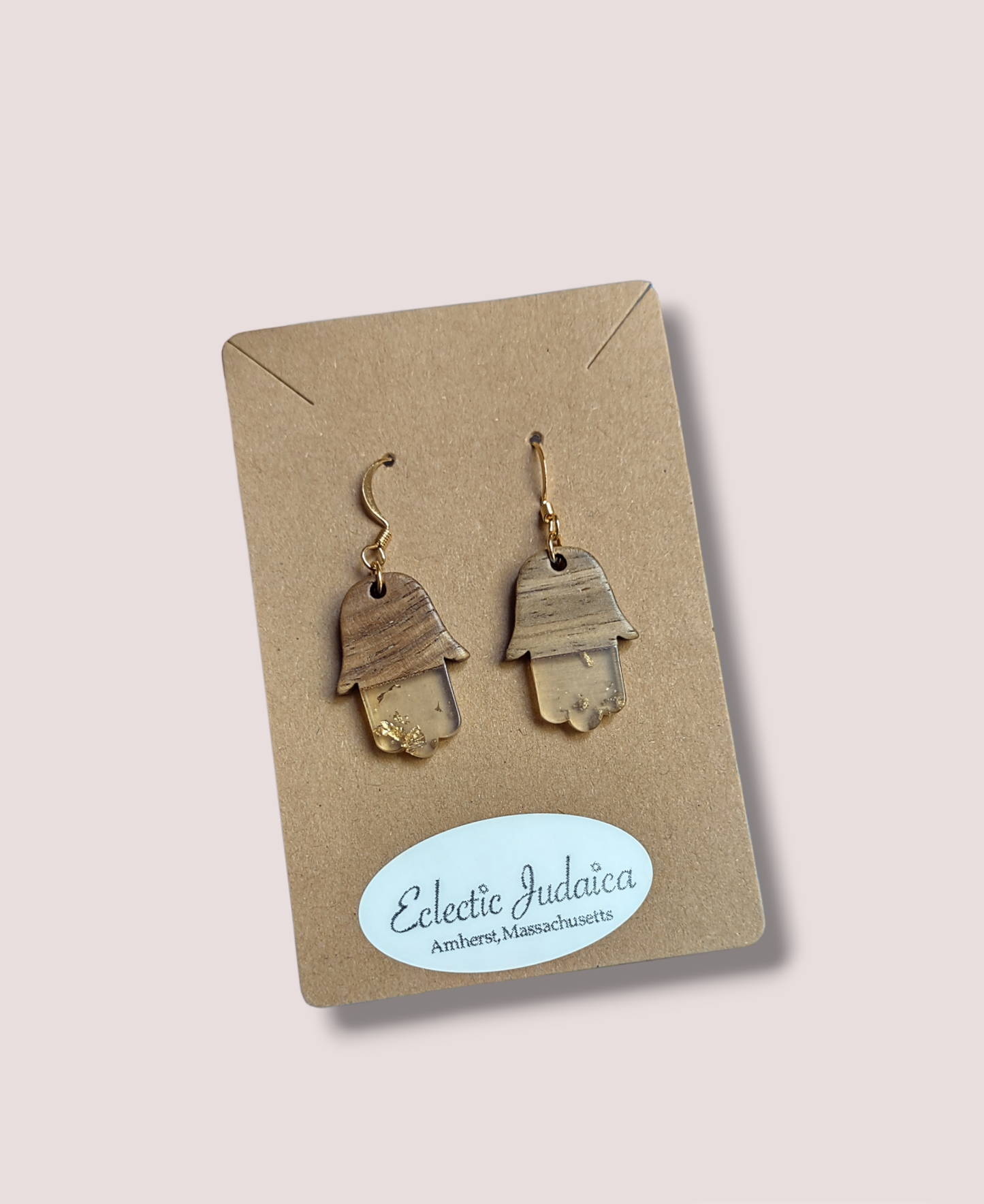 Wood/ Resin Hamsa Earrings
