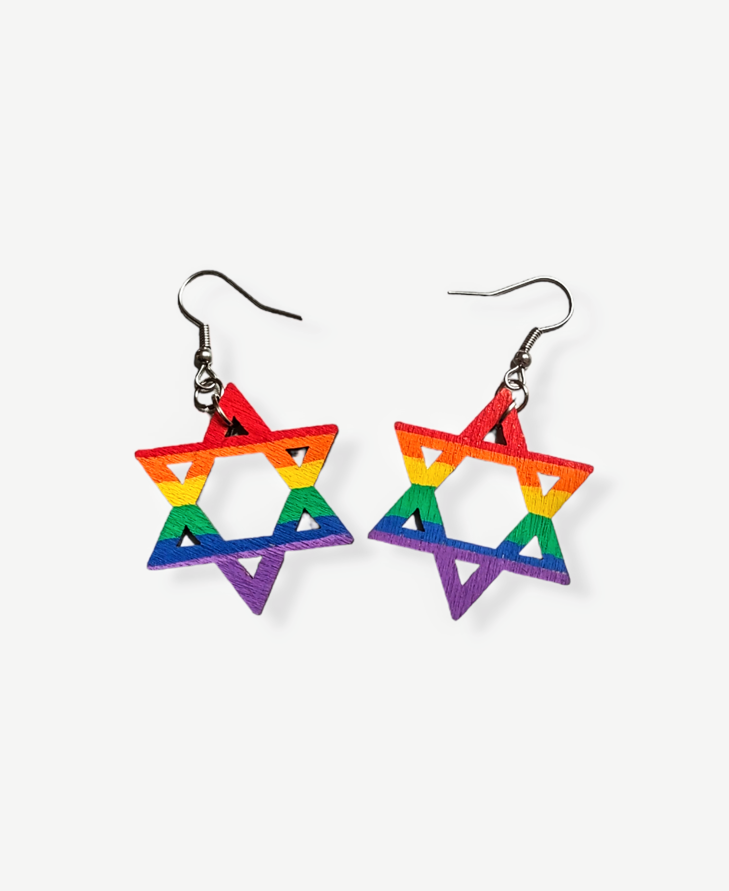 Rainbow Star Wooden Earrings