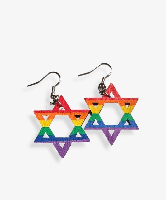 Rainbow Star Wooden Earrings