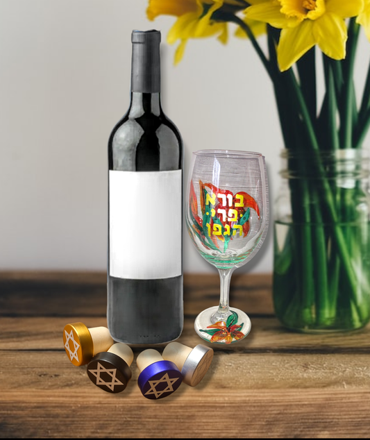 Jewish 6-pointed Metallic Star Wine Stoppers