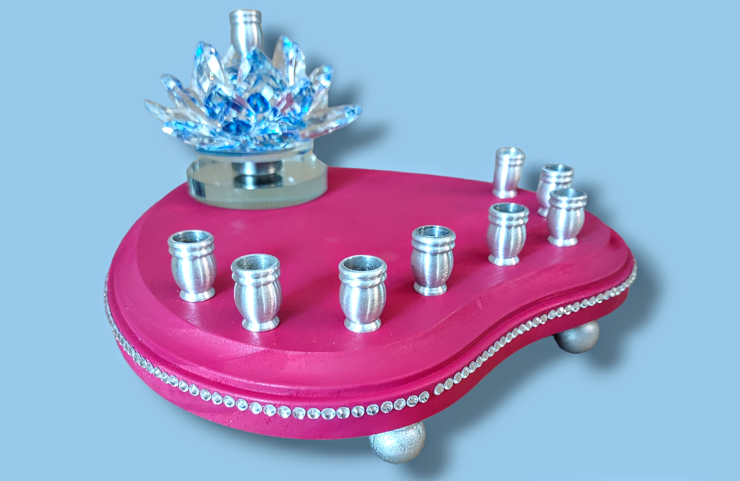 Crystal Lily Spinning Menorah