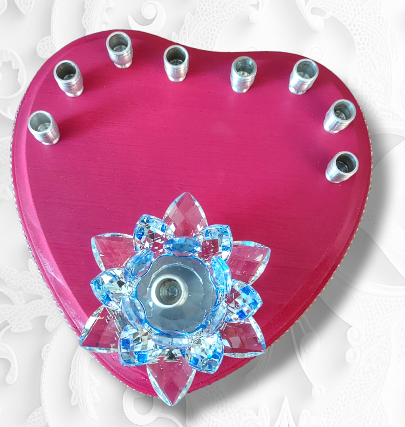 Crystal Lily Spinning Menorah