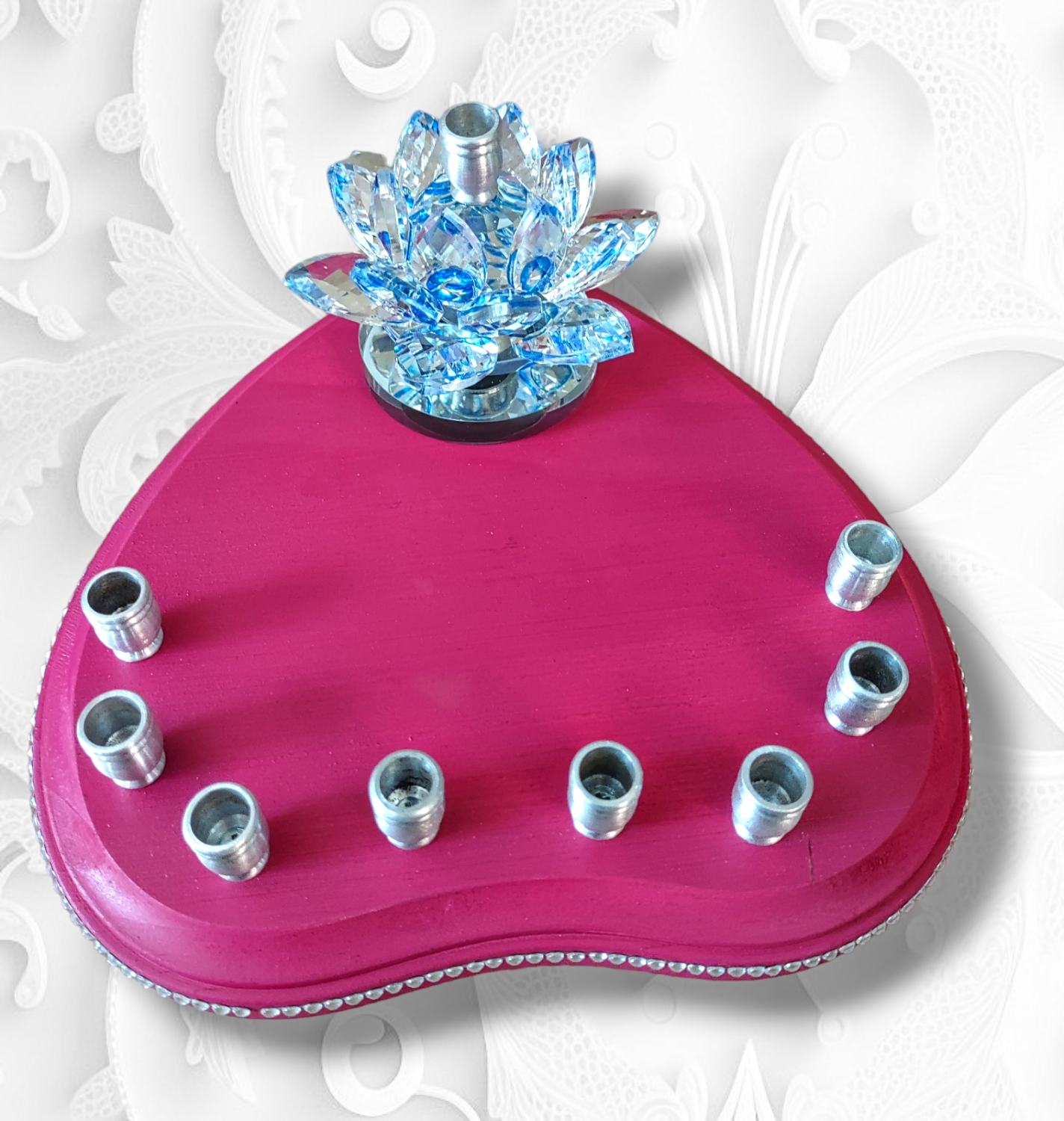 Crystal Lily Spinning Menorah