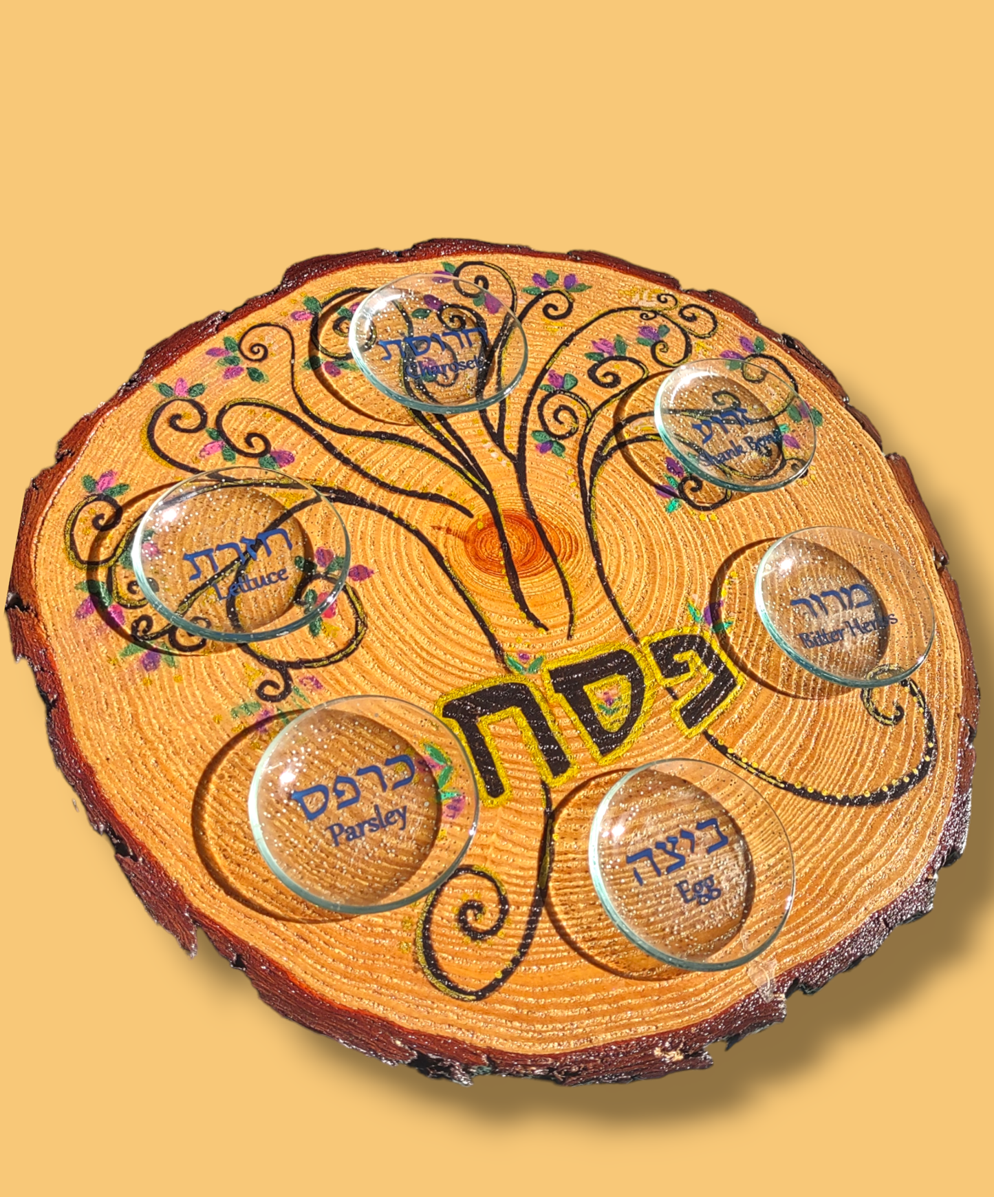 Hand Painted Tree of Life Seder Plate