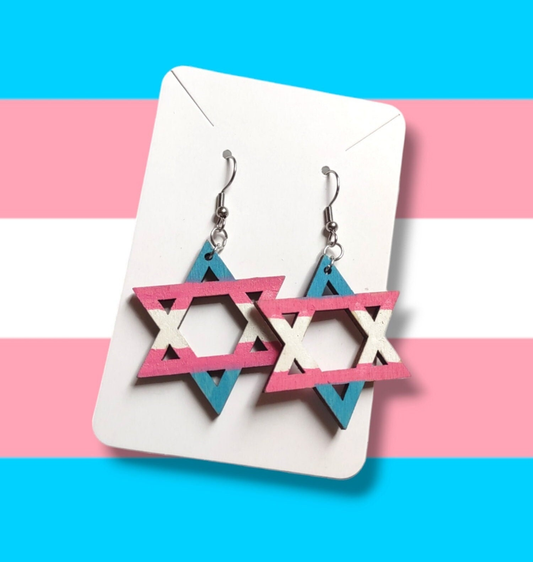 Trans Flag Star Earrings