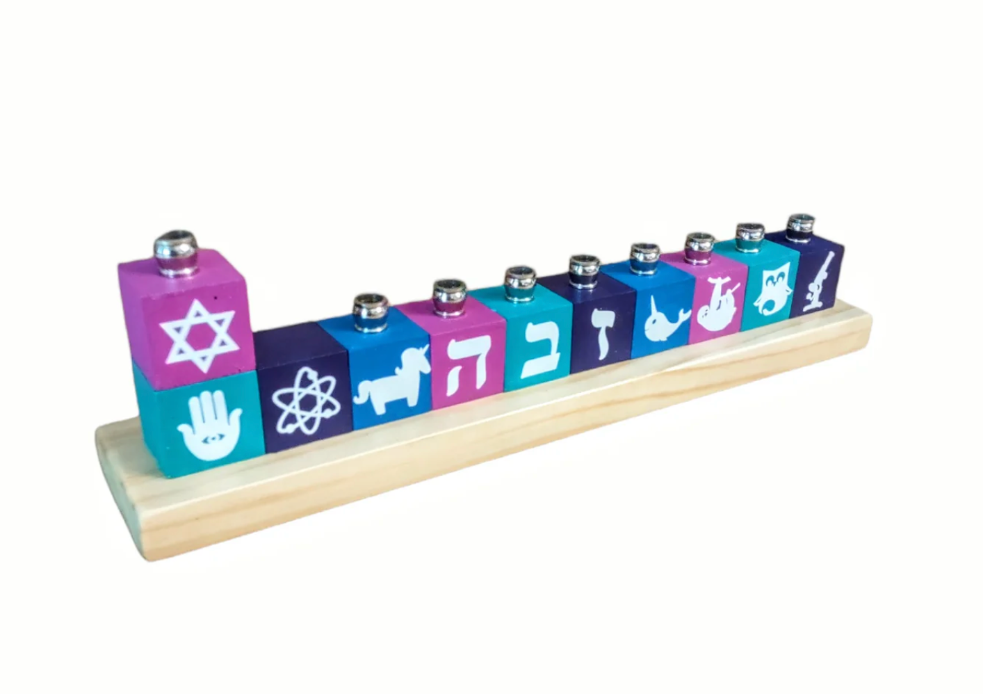 Personalized Name Blocks Menorah- Modern Design