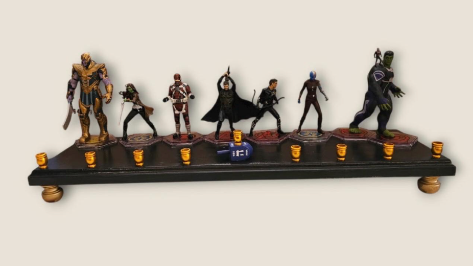 Avengers Menorah: Repurposed Superhero Action Figures, Hanukkah Judaica