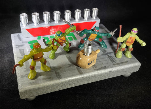 TMNT Menorah: Handmade Teenage Mutant Ninja Turtle Hanukkiah