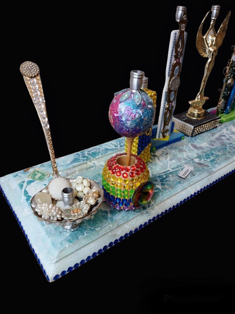 Eclectic Menorah: Upcycled Trophy & Toy Hanukkiah