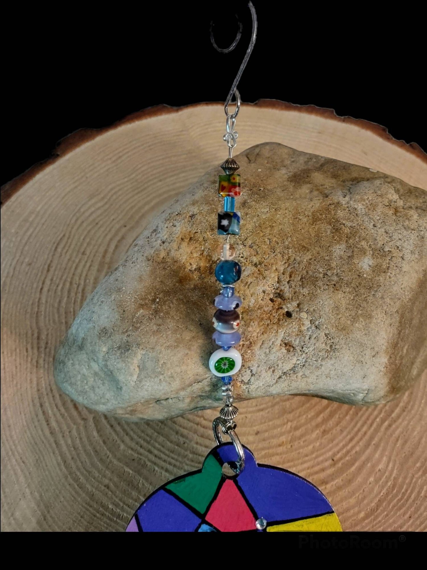 Hand Painted Hamsa and Mezuzah Set – Faux Stained Glass, Jewish Home Decor