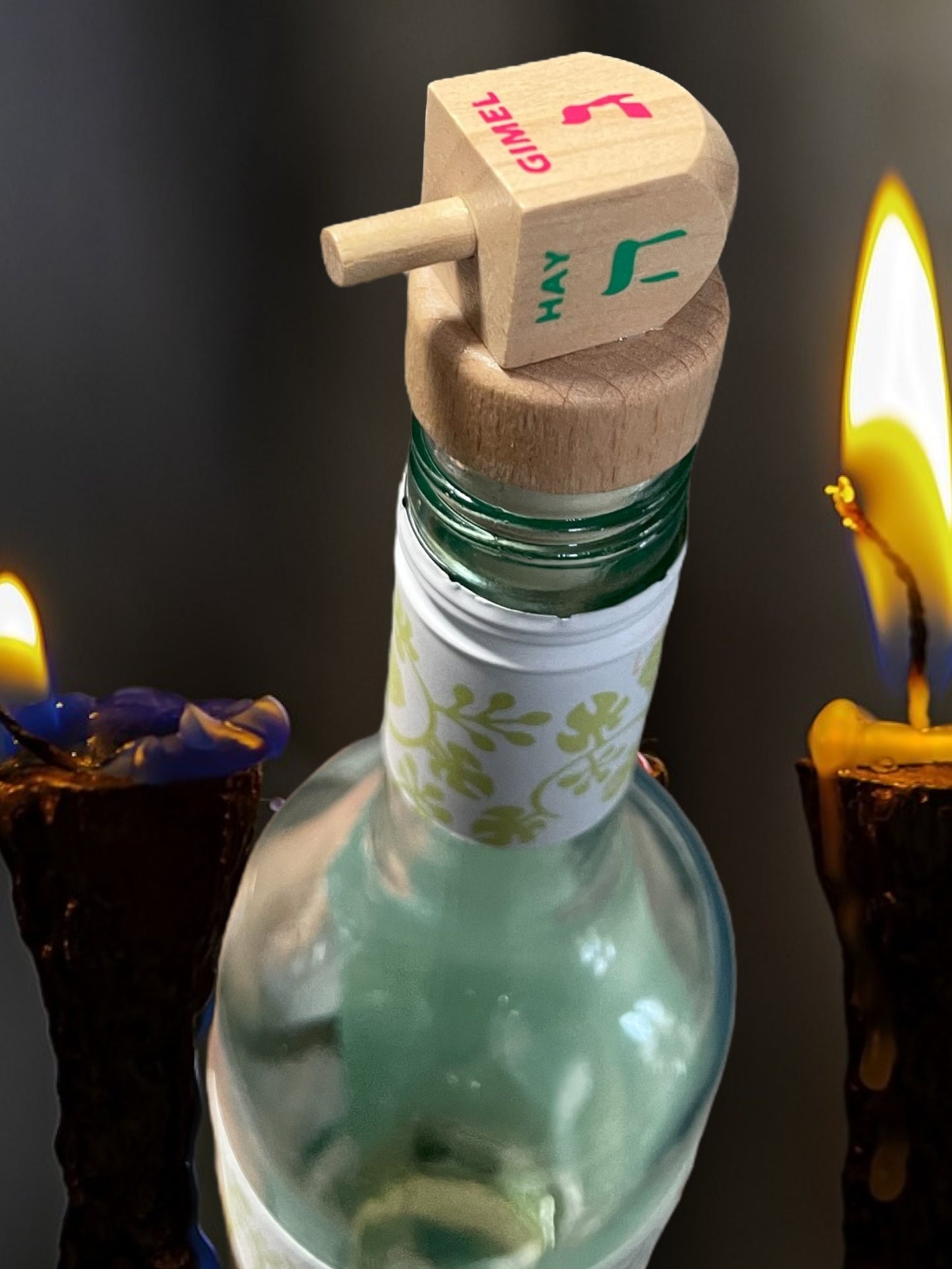 Dreidel Wine Stopper- Hanukkah wooden wine cork