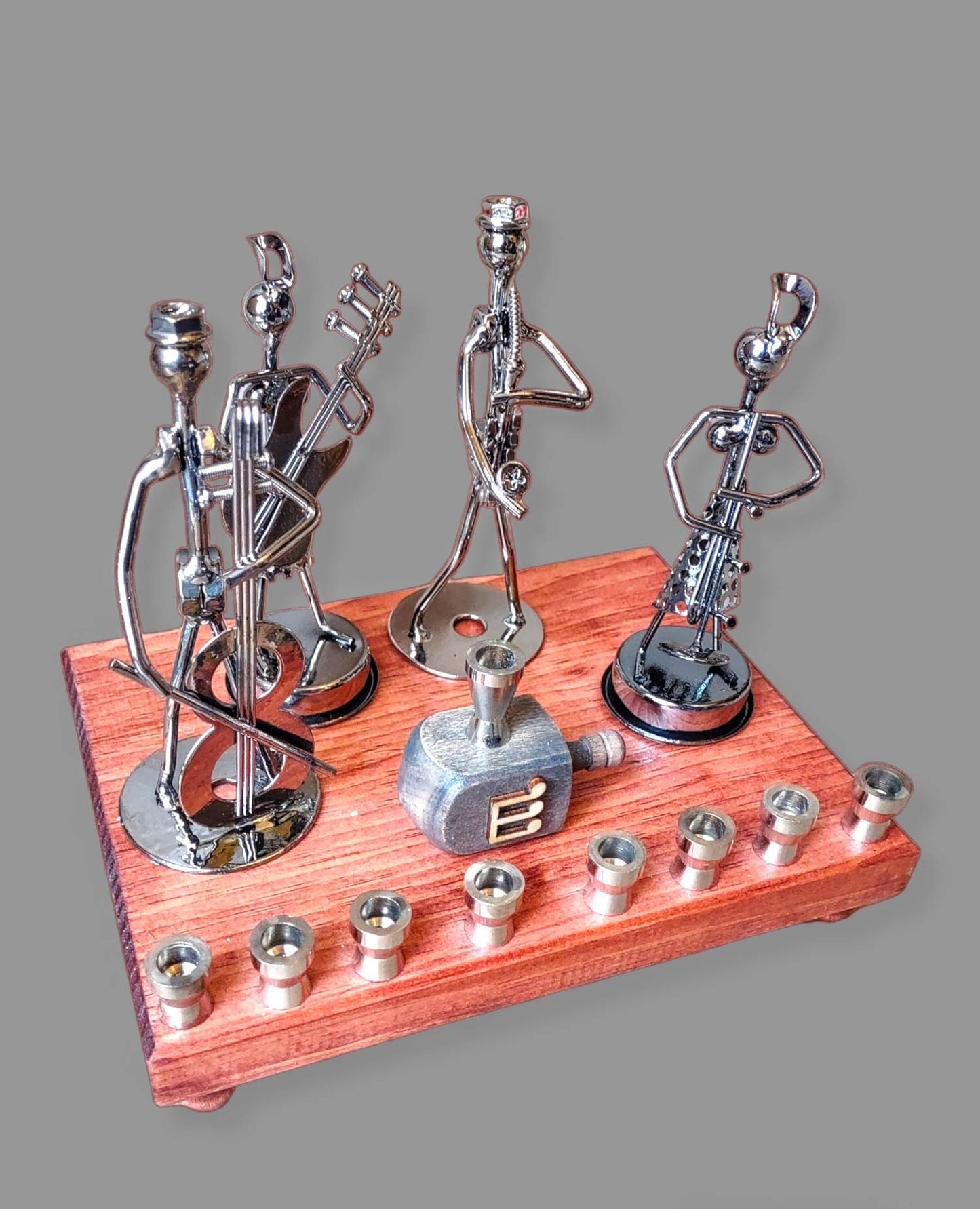 Iron Art Repurposed hardware Musical Quartet Flute Guitar Hanukkah candle holder unique