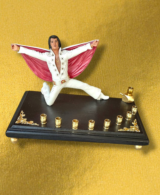 The King Elvis Presley Collector Hanukah Menorah 70's Elvis Candle Holder Judaica