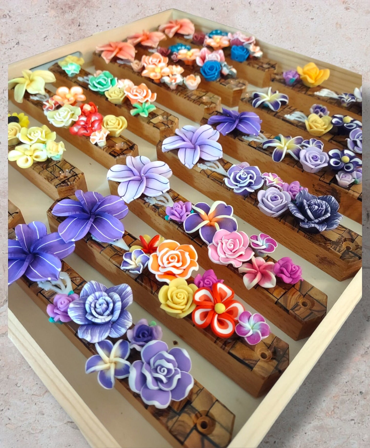 Olive Wood & Flowers Mezuzah Case