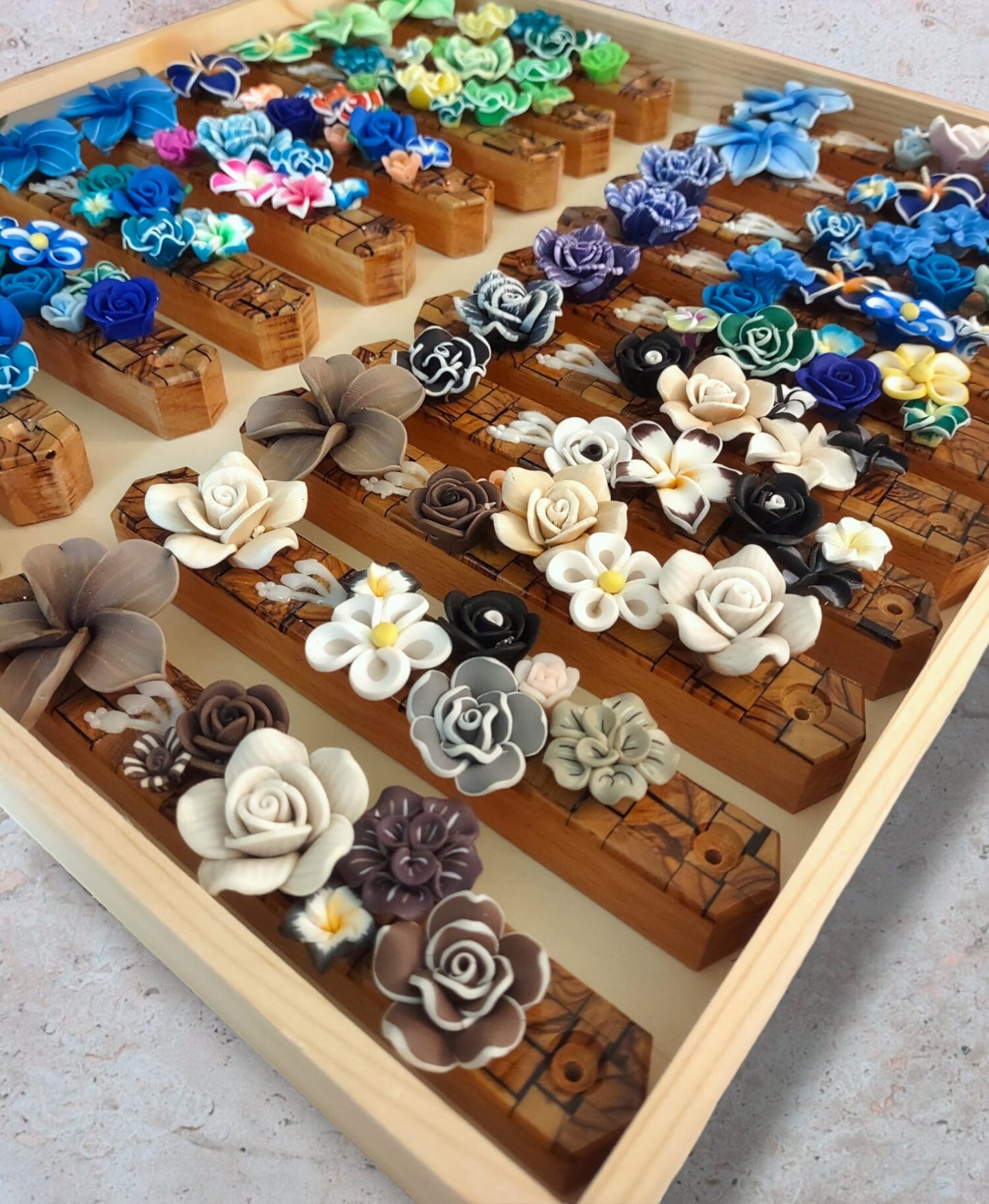 Olive Wood & Flowers Mezuzah Case