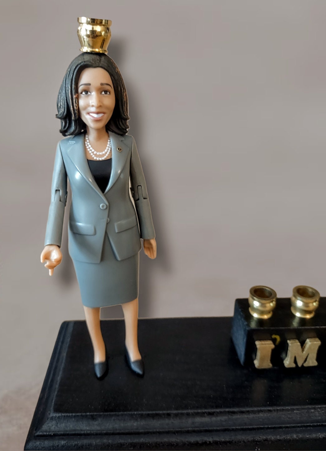 Kamala Harris I'm Speaking Vice President Menorah Candle Holder Hanukkah Judaica Hebrew Repurposed Jewish unique