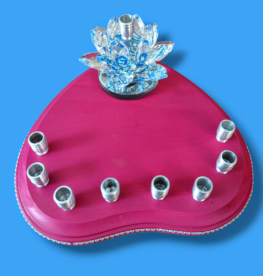 Crystal Lily spinning Menorah pink silver Hanukkiah Judaica Unique flower Gift Jewish Hanukkah personalize