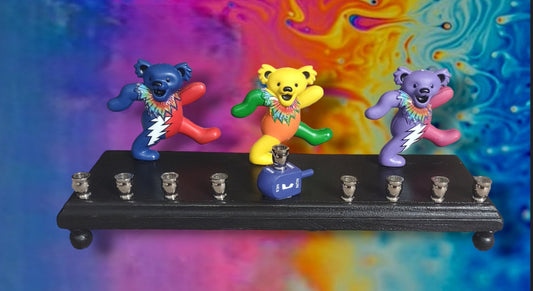Grateful Dead Dancing Bears Collectible Menorah Judaica Hanukkiah Repurposed Figure