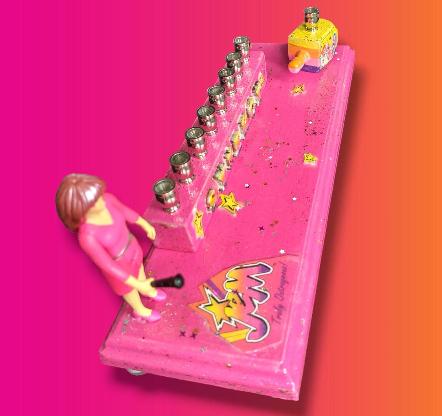 Collector Jem and the Holograms Synergy Menorah Candle Hanukkah Judaica Repurposed Jewish
