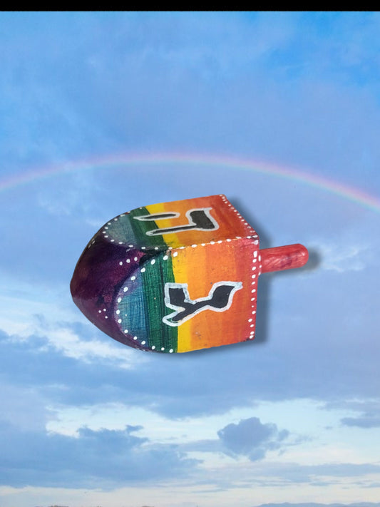 Stained Wood Rainbow Dreidel lgbtq unique Judaica gift Jewish Hanukkah